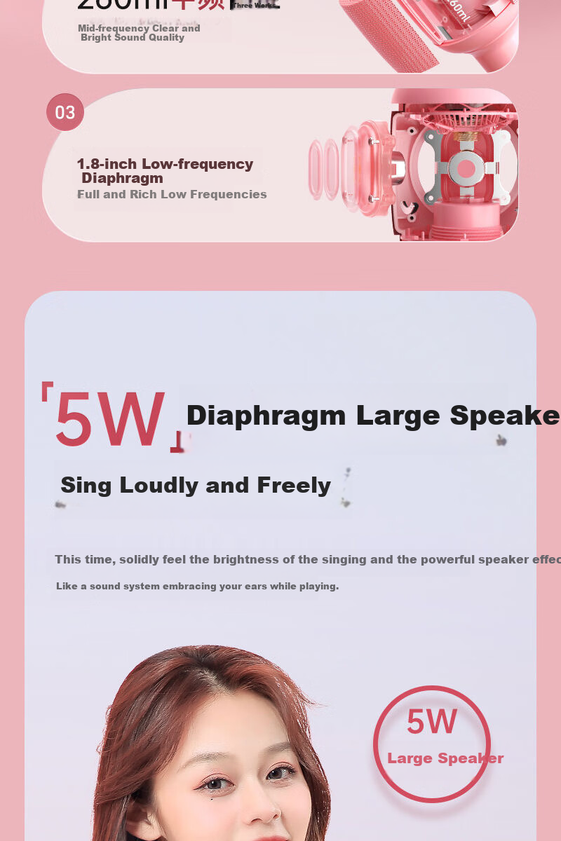 SANSUI F6 Wireless Bluetooth Microphone Speaker All-in-One KTV Home Karaoke Microphone for Kids Mobile Phone TV 2