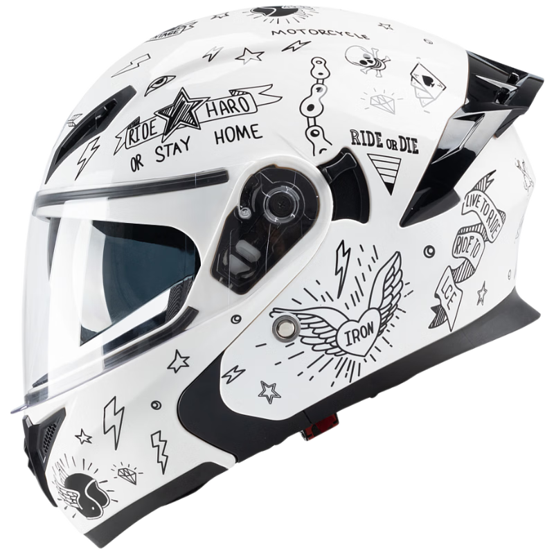CYCKING Motorcycle Helmet with 3C Certification, Dual Visors, Bluetooth Headset, Unisex Four-Season Riding Full-Face Safety Helmet