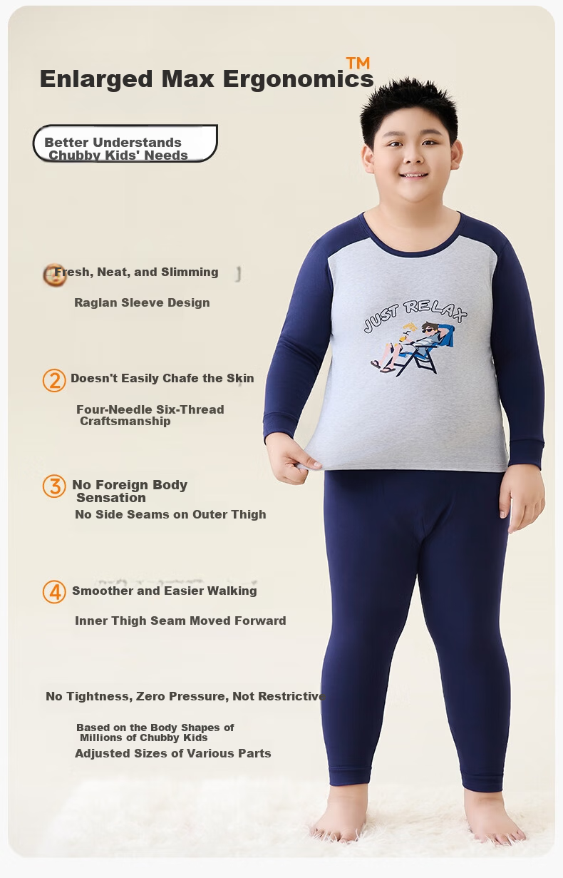 LangSha Boys' Plus Size Thermal Underwear Set Autumn Cotton Long Johns for Big Boys and Teenagers 18