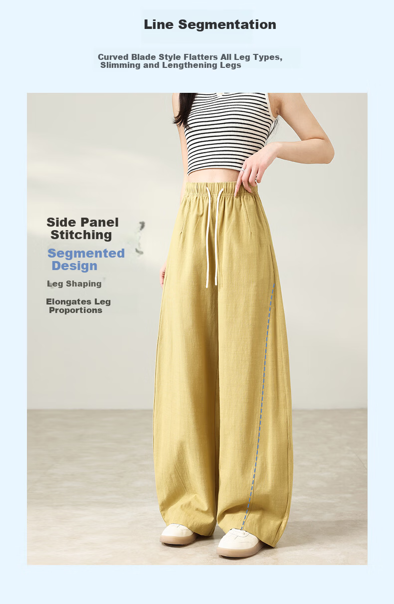 LangSha Tencel Cotton Casual Pants for Women Spring Summer Cool High Waist Wide Leg Slim Lyocell Curved Leg Travel Versatile Long Pants 8