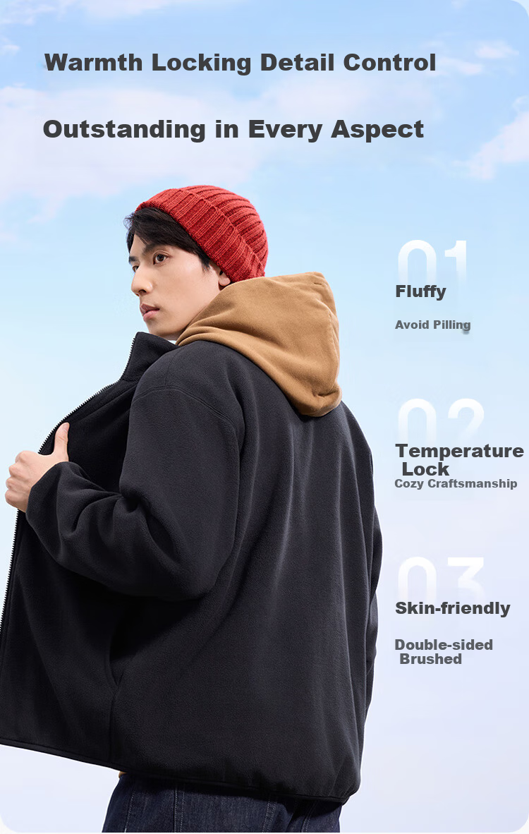 JD Jingzao Men's Jacket Fleece Lined Winter Thickened Black M 7