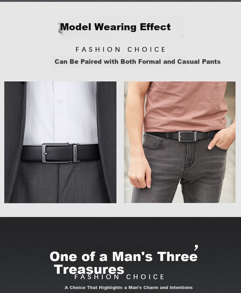 Calermkeens Patented Automatic Buckle Men's Leather Belt Business Casual High-Grade Cowhide Waist Belt Father's Day Gift 13