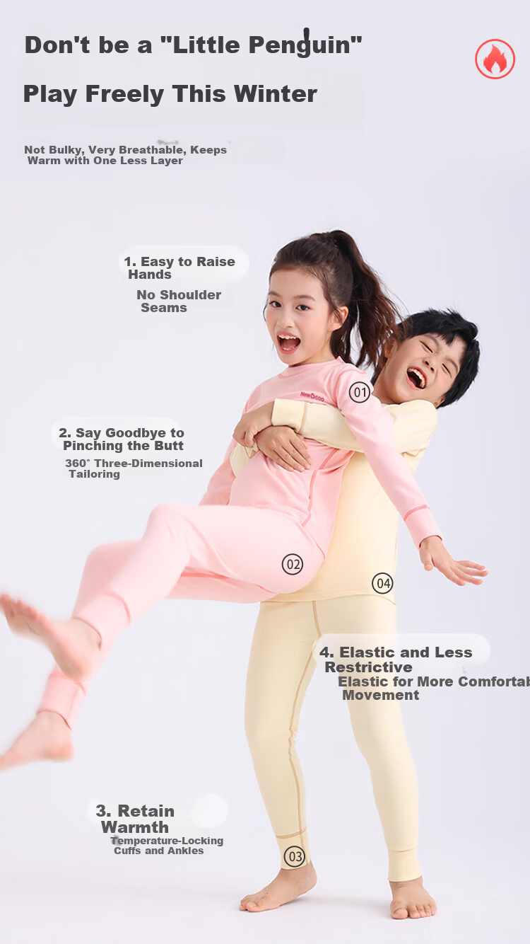 Hodo Children's Thermal Underwear Set Velvet Autumn Long Johns Boys Girls Homewear Blue Size 100 5
