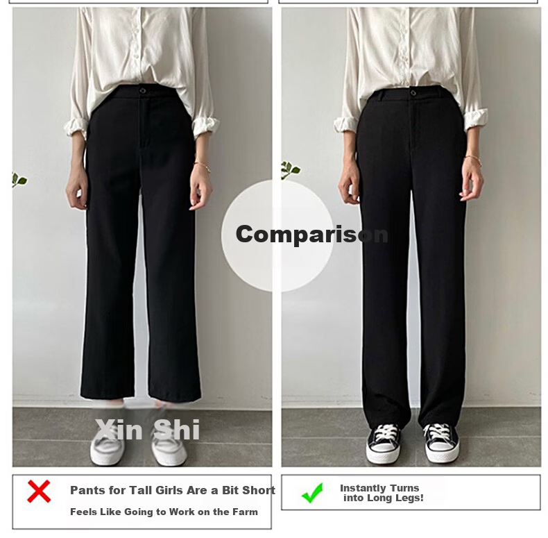 LangSha High Waist Straight Leg Suit Pants for Women Spring Summer Lightweight Draped Slim Wide Leg Casual Work Trousers 18