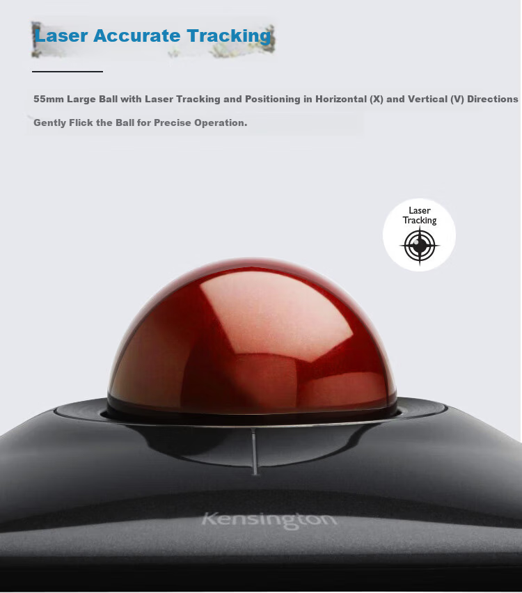 Kensington Ergonomic Wired Laser Trackball Mouse Flat Trackball (Virtual Scroll Wheel) Ambidextrous Design Drawing Mouse for Home Office K72327 4