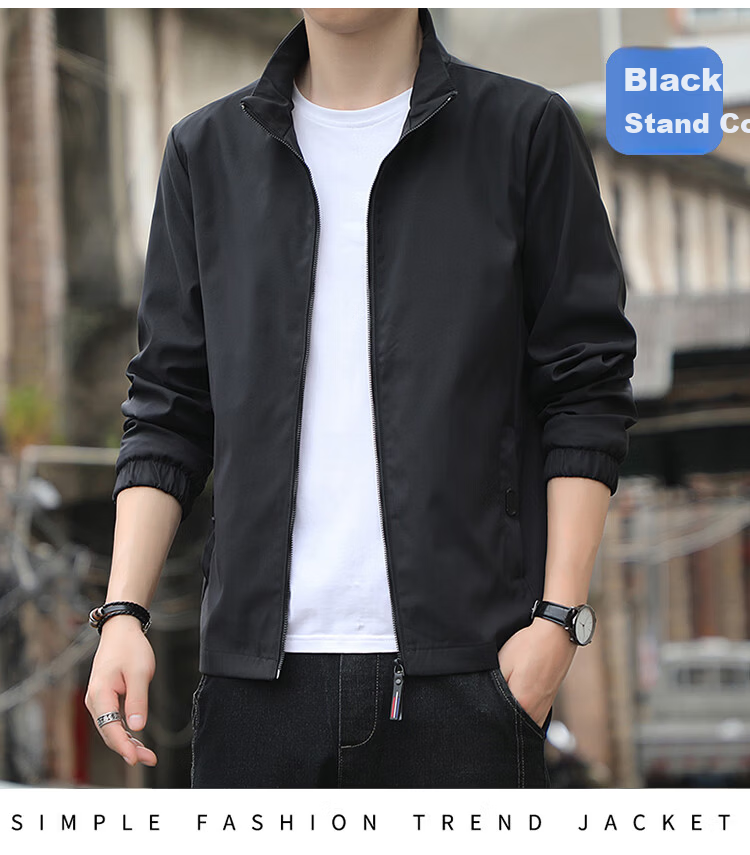 ROMON Fleece-Lined Jacket Men Autumn Winter Warm Business Casual Stand Collar Gray L 11