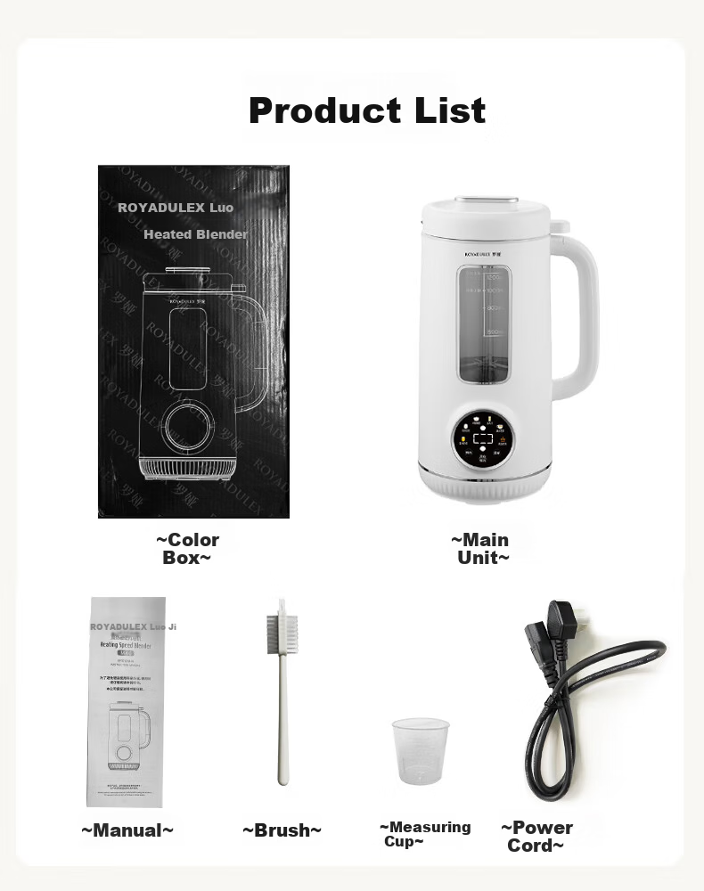 ROYALTY LINE 1.2L Soy Milk and Blender Machine, Household 2-3 Person, Noise Reduction, 16-Blade Fully Automatic Timer, No Soaking, No Filtering, Multifunctional Baby Food Processor, Compact Food Proce 28