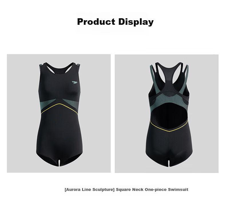 Speedo Black Label Hero 6.0 Sharkskin Aurora Line Sculpting Square Leg One-Piece Swimsuit for Women Racing Training Black Size 34 7