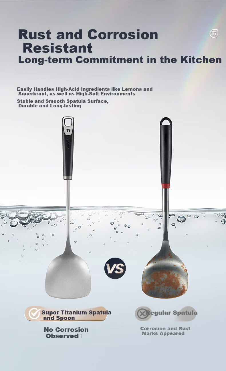 SUPOR 100% Pure Titanium Food Grade Large Soup Ladle Long Handle Thickened Hot Pot Spoon KLB40AX10 7