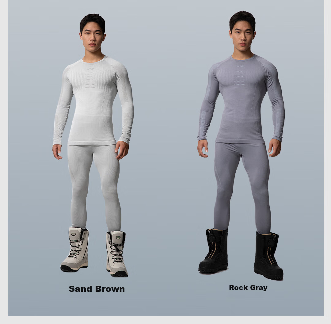 UTO Merino Wool Quick-Dry Base Layer Set Unisex Ski Mountaineering Thermal Underwear Classic Black Men’s L 17