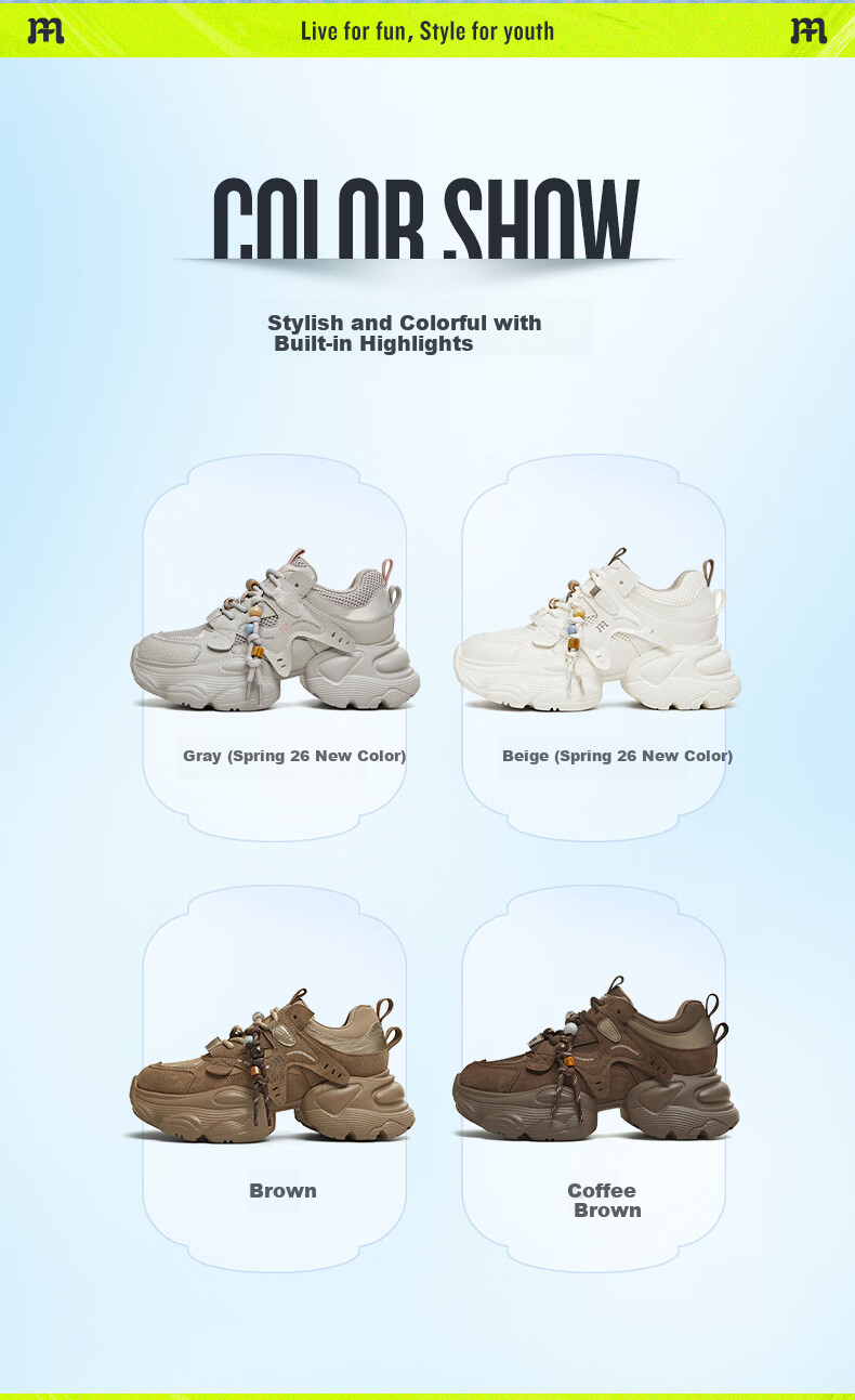 Tianmeiyi Dad Sneakers Sports Thick Sole Lace-up Outdoor Women's Shoes 2026 Spring New Beige 38 4