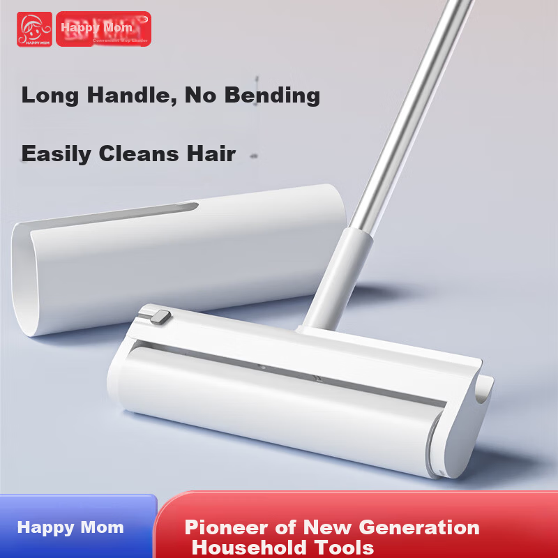 Happy Mom Long Handle Lint Roller 25CM with 7 Rolls 420 Sheets Large Size Telescopic Blanket Cat Hair Roller Hair Removal