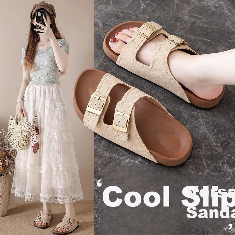 FOOTOPPO Birkenstock Style Women's Comfortable Outdoor Summer Slip-On Sandals Non-Slip Thick Sole Durable Summer Slippers