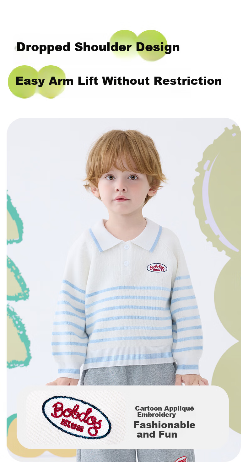 BOBDOG Kids Cardigan Sweater Spring and Autumn New Warm Round Neck Knitwear Boys Girls Versatile Base Layer Knit Sweater 6