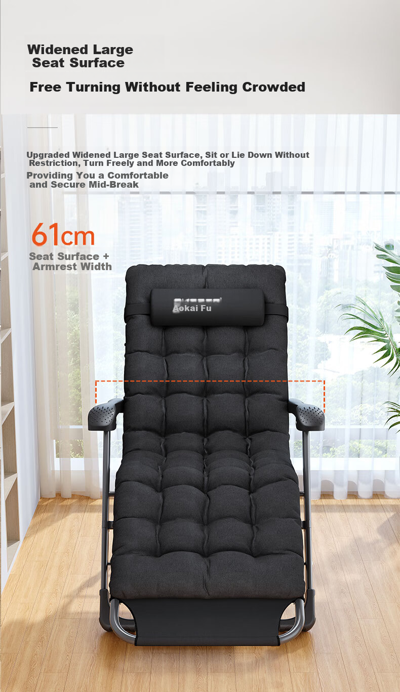 OKeefe Folding Bed Recliner Office Nap Chair Single Bed Nap Chair Care Bed Outdoor Camp Bed with Thickened Cotton Mat 9