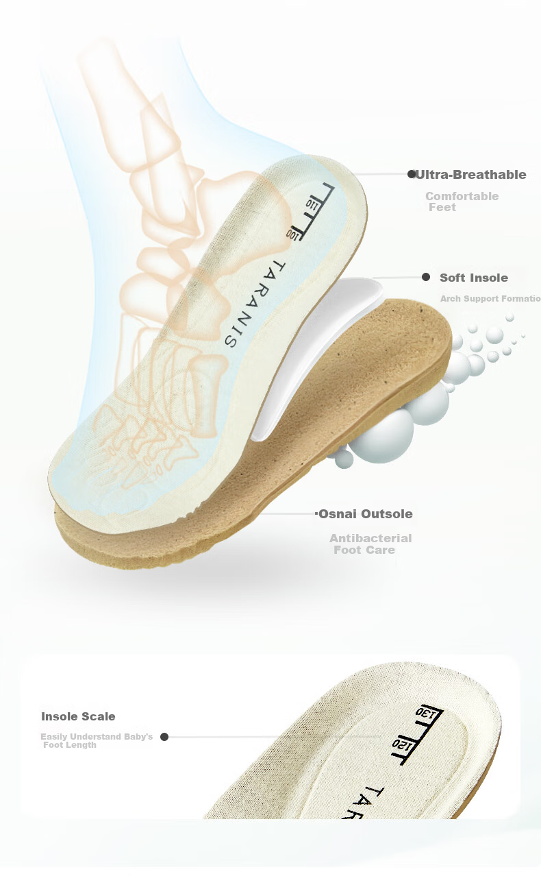 TARANIS Toddler Boys' Walking Shoes Spring Children's Non-Slip Soft Sole Functional Shoes Girls' Bread Shoes White/Apricot Size 20 10