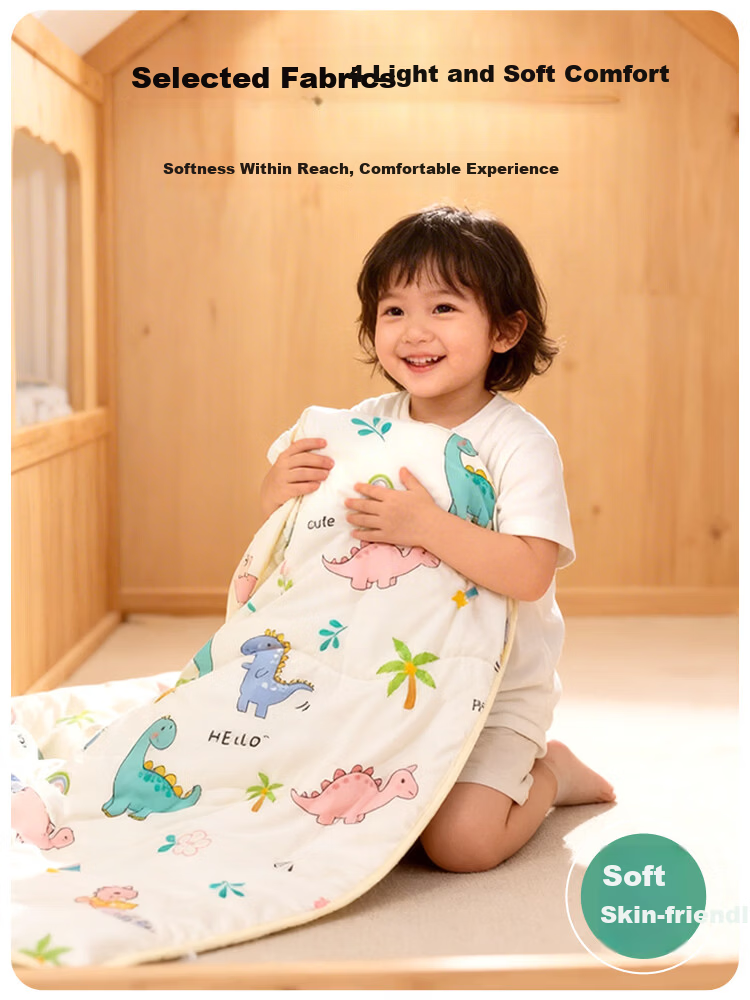 9i9 Children's Summer Lightweight Quilt Baby Air Conditioning Blanket Dormitory Quilt Single Kindergarten Nap Dinosaur Approx. 145*110 cm 1