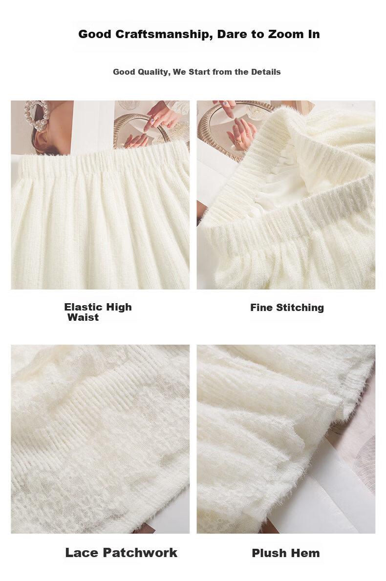 LangSha Women's Skirt 2026 Spring Lace Cake Skirt High Waist Elastic Plush Soft A-Line Long Skirt 9