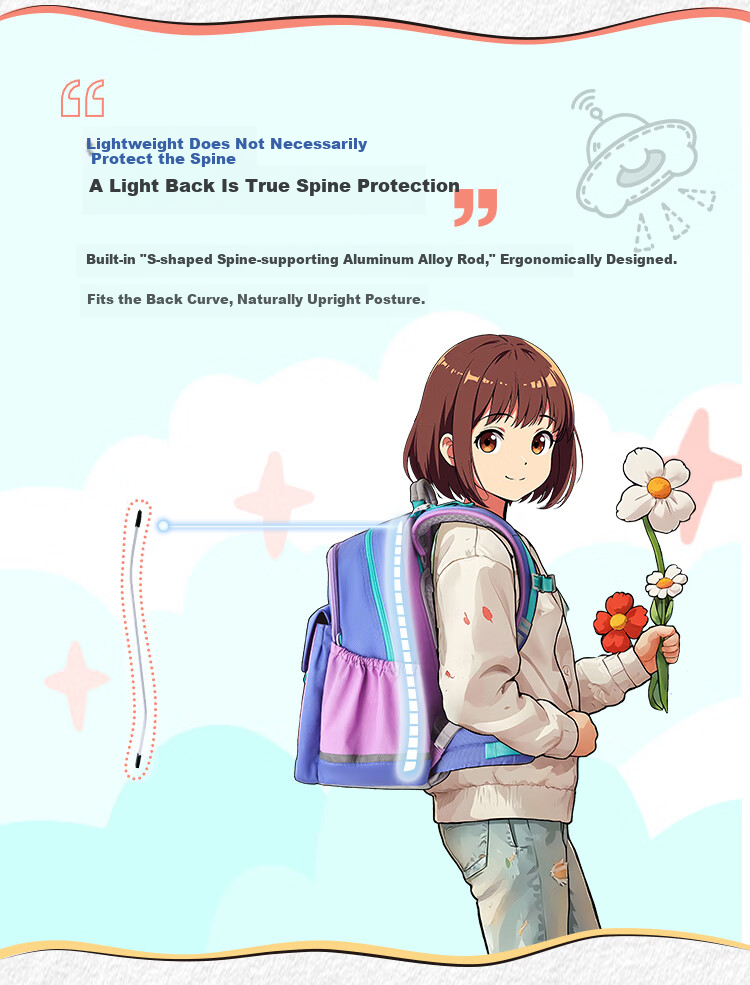 MoonRock Primary School Children's Ergonomic Backpack for Grades 3-5 Boys and Girls Large Capacity Dark Blue 20