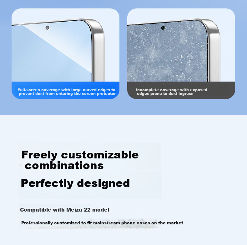 LANGLING [2-Pack | Ultrasonic Unlock] Full Coverage Tempered Glass Screen Protector for Meizu 22, Ultra-Thin, High-Definition, Anti-Drop, Anti-Fingerprint, No White Edges 7