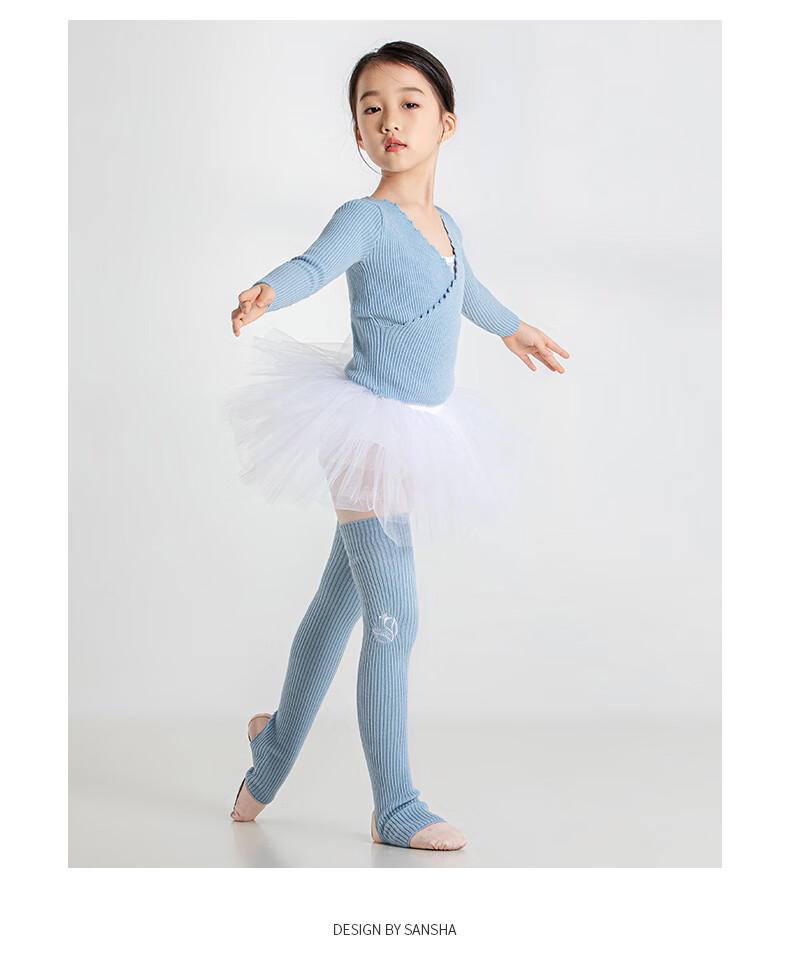 Sansha Children's Dance Sweater, Ribbed Knit Ballet Long-Sleeve Top, Pink, S-M 6