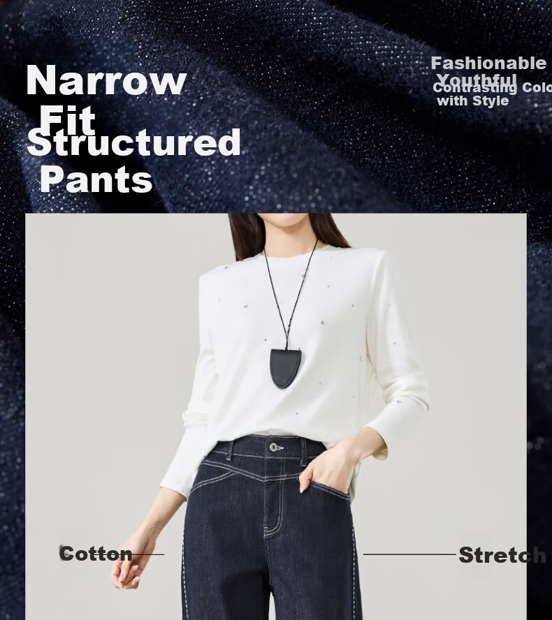 ESE-Y Women's Straight-Leg Denim Jeans 2026 Spring New Slimming Wide-Leg Pants Black Gold 26 1