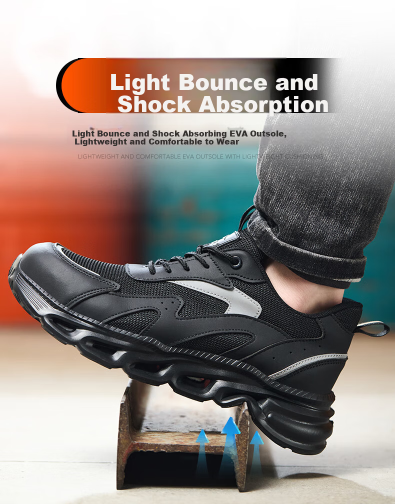 SONTAS Men's Safety Shoes Anti-Smash Anti-Puncture Summer Breathable Steel Plate Steel Toe Ultra-Light Work Construction Insulated Lightweight Black All-Season [Anti-Smash Anti-Puncture] Size 39 10