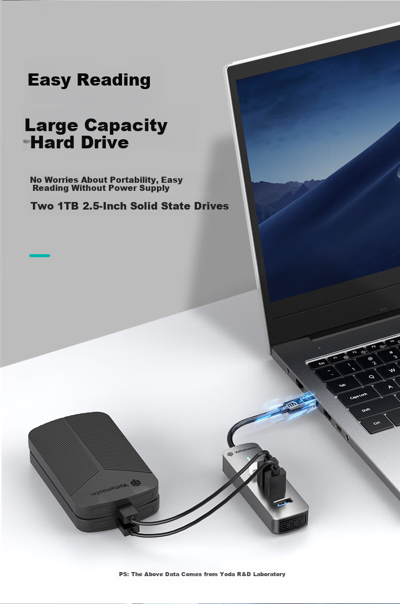 Yottamaster USB 3.0 Hub Docking Station High-Speed 4-Port Hub Expansion Dock Laptop Multi-Port Adapter Extension Cable 0.15m 5