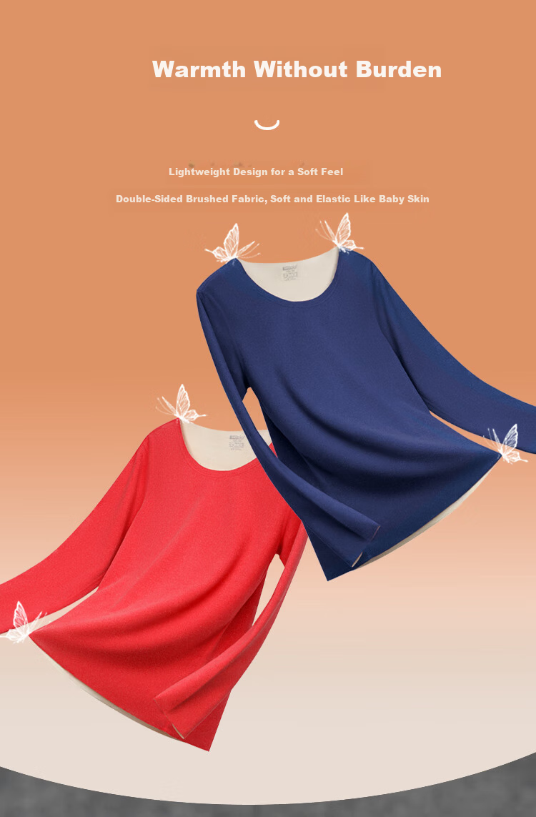 Hodo Home Antibacterial Thermal Underwear Women De Rong Seamless Customizable AB Side Autumn Shirt and Pants Double-Sided Brushed Thin Fleece Set 5