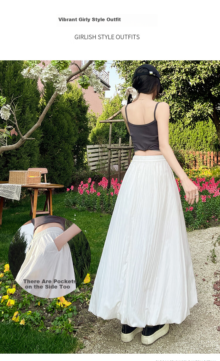 Free Style Bud Half Skirt Women 2026 Summer New Elastic High Waist Draped Slim Lantern Skirt Lazy A-Line Mid-Length Skirt 5