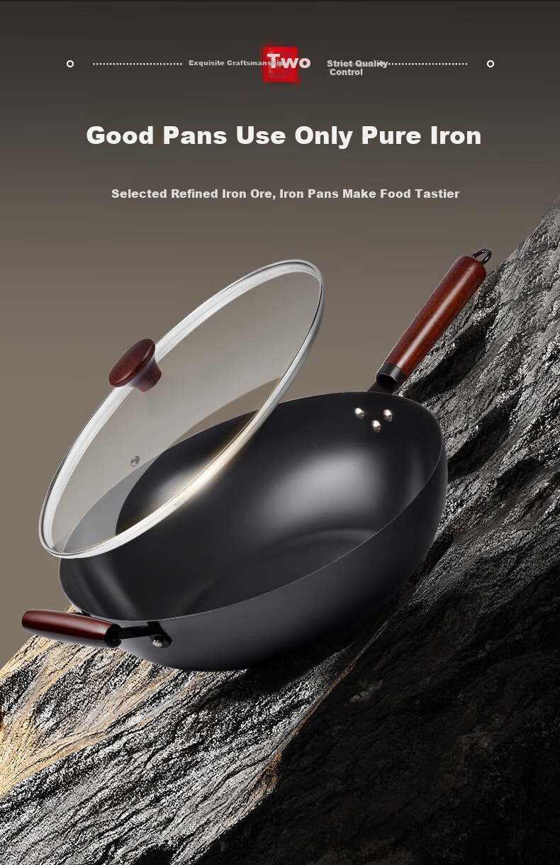 SUPOR Wok Iron Pan, Uncoated Stir-Fry Pan, Gas Stove Seasoned Iron Pan, Household Pure Iron, Rust-Resistant, Anti-Puncture FC32AJ2 3