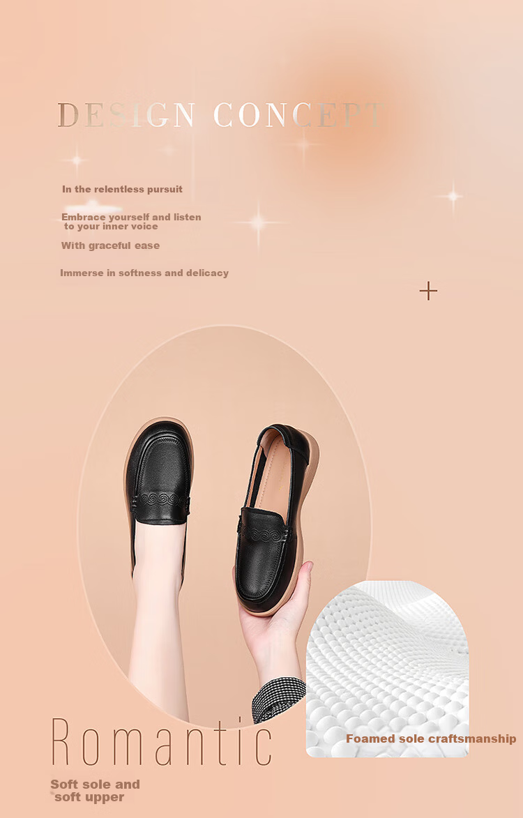 Red Dragonfly Women's Breathable Soft Sole Slip-On Casual Shoes Lightweight Elderly Leather Shoes WTB354101 Black Size 35 1
