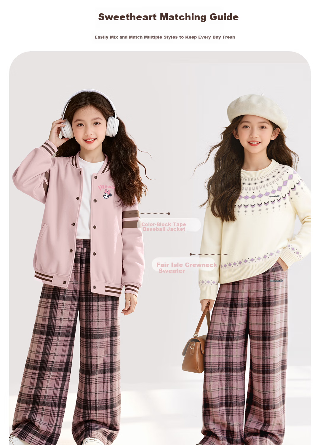Disney Girls Cute Sweater Set 2025 Winter New Cartoon Skirt Children's Autumn Winter Dress 31