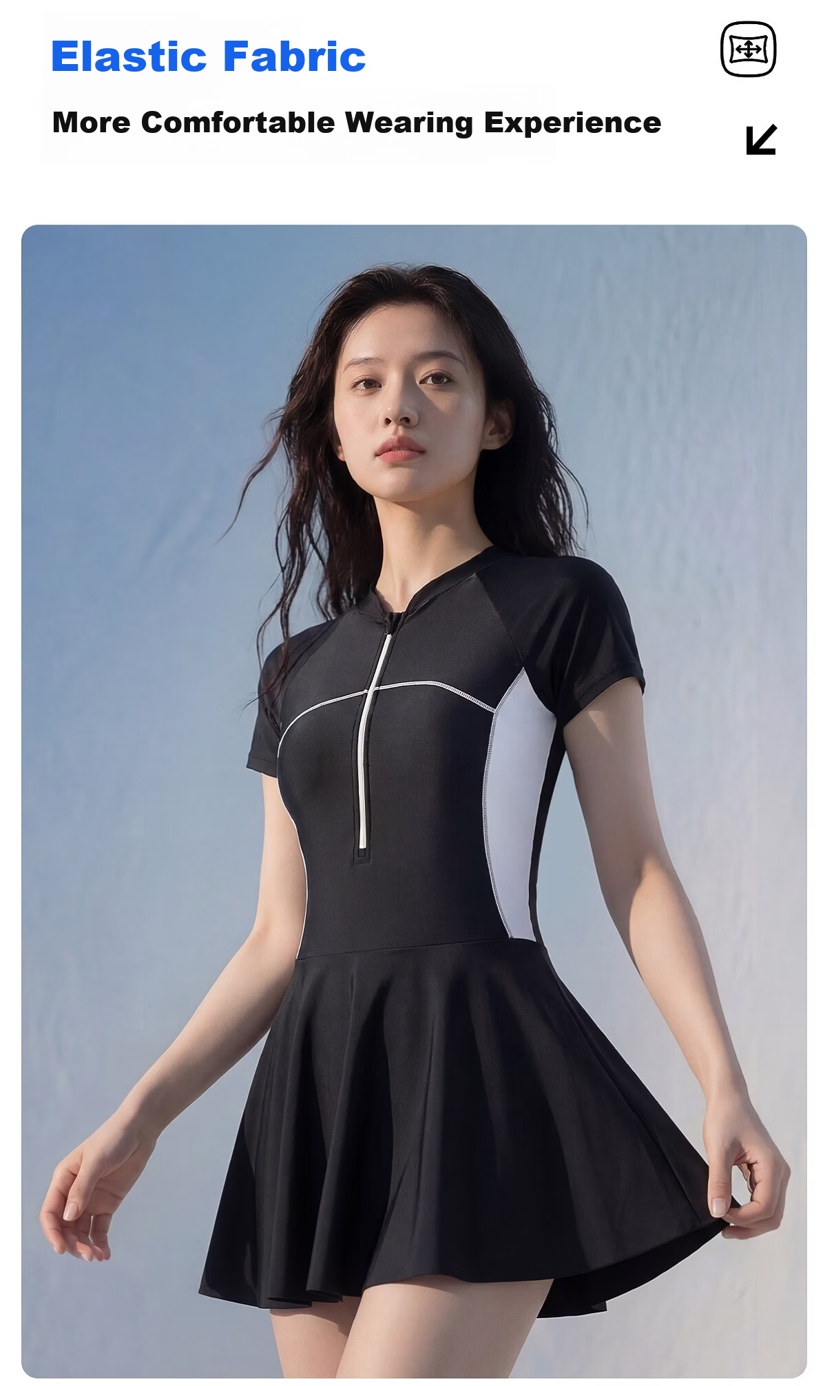 361° Women's One-Piece Swimsuit Dress, Plus Size 26 New Style, Elegant Conservative Large Size Slimming Swimwear [Jingdong Exclusive] 7