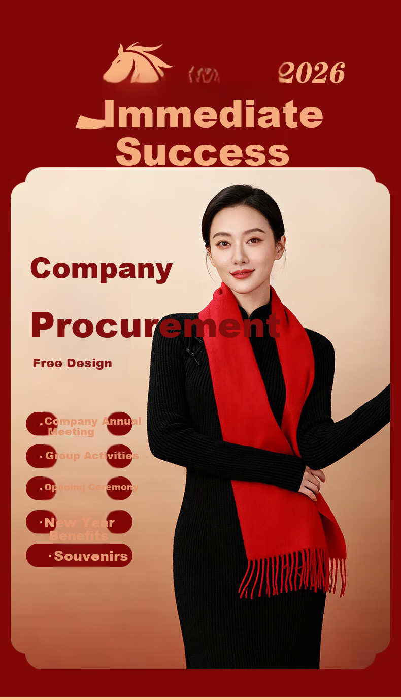 Hengyuanxiang Red Wool Scarf for Women Autumn Winter Neck Warmer New Year Birthday Gift for Mom Corporate Annual Meeting Goddess Festival Gift Box Set 2