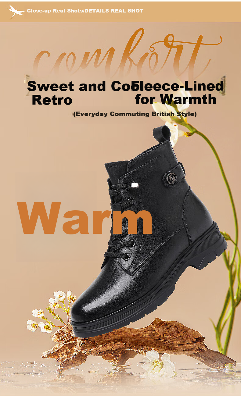 Red Dragonfly High-Top 6-Eyelet Martin Boots Women Fleece-Lined Warm Cotton Short Punk Style Leather Boots WTC434041H 8