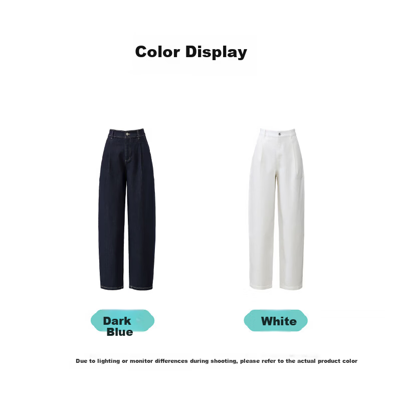 ESE-Y Women's Dark Blue Wide-Leg Denim Jeans 2026 Spring New Slim High-Waist Casual Curved Pants Size 26 30