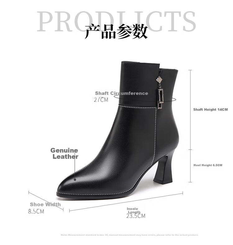 RED DRAGONFLY Women's Winter High Heel Lightweight Ankle Boots, Chunky Heel Commuter Pointed Toe Fashion Boots WFC450401B Black Size 37 7
