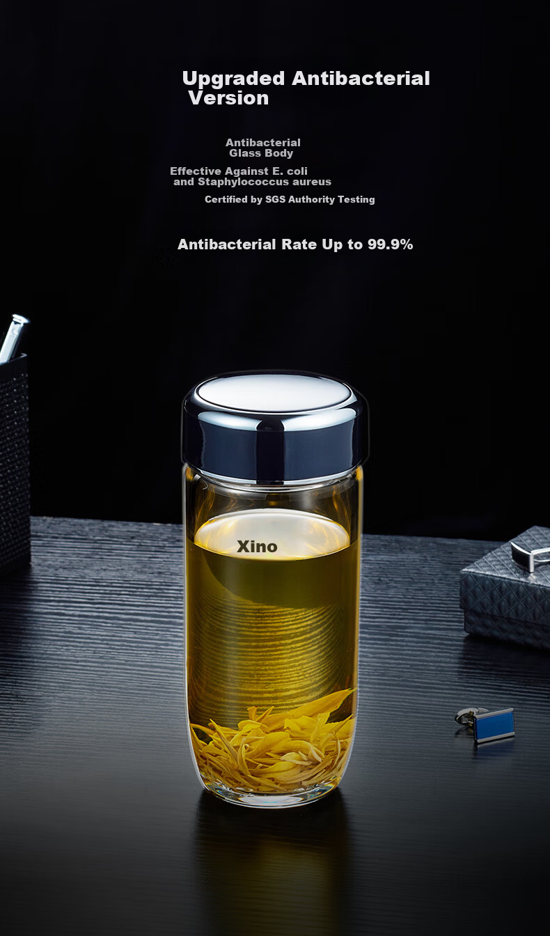 XINNUO Single-Layer Glass Cup for Men Home Office Tea Brewing with Filter Car Water Bottle XN-7718 Natural Color 550mL 8