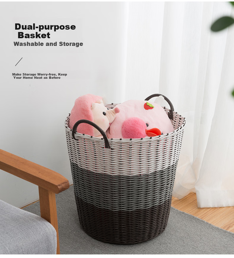 Weijian Large Capacity Foldable Rattan-Like Laundry Hamper, Clothes Storage Basket, 41*30*38cm 3