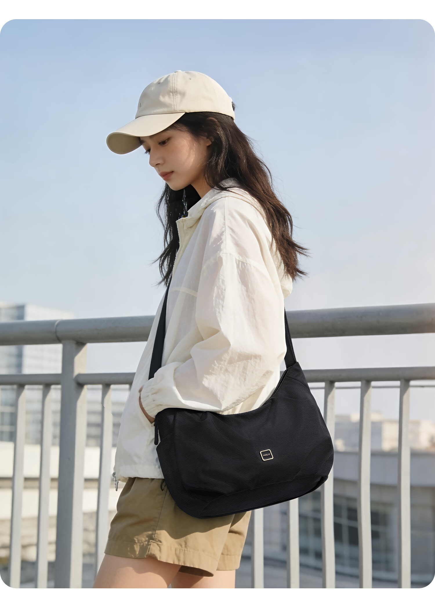 POLO Women's Large Capacity Shoulder Bag Crossbody Bag 10.9-inch iPad Bag Multi-compartment Phone Bag Sports Crossbody Bag 15