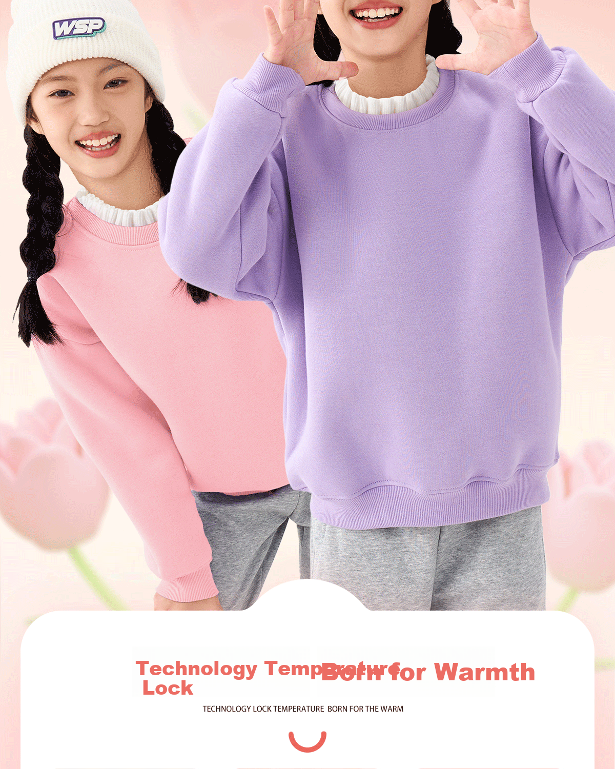 TonLion Girls' Ruffled Collar Fleece Sweatshirt Children's Winter Thickened Long Sleeve Warm Top Taro Purple 130 2
