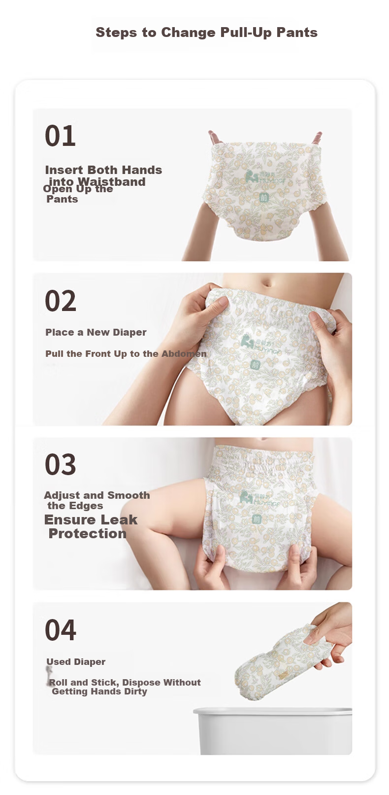 Maternity Baby Boutique Lightweight Luxury Portable Pull-Up Pants 4XL Size 24 Pieces Ultra-Thin Breathable Instant Absorption Baby Diapers 10