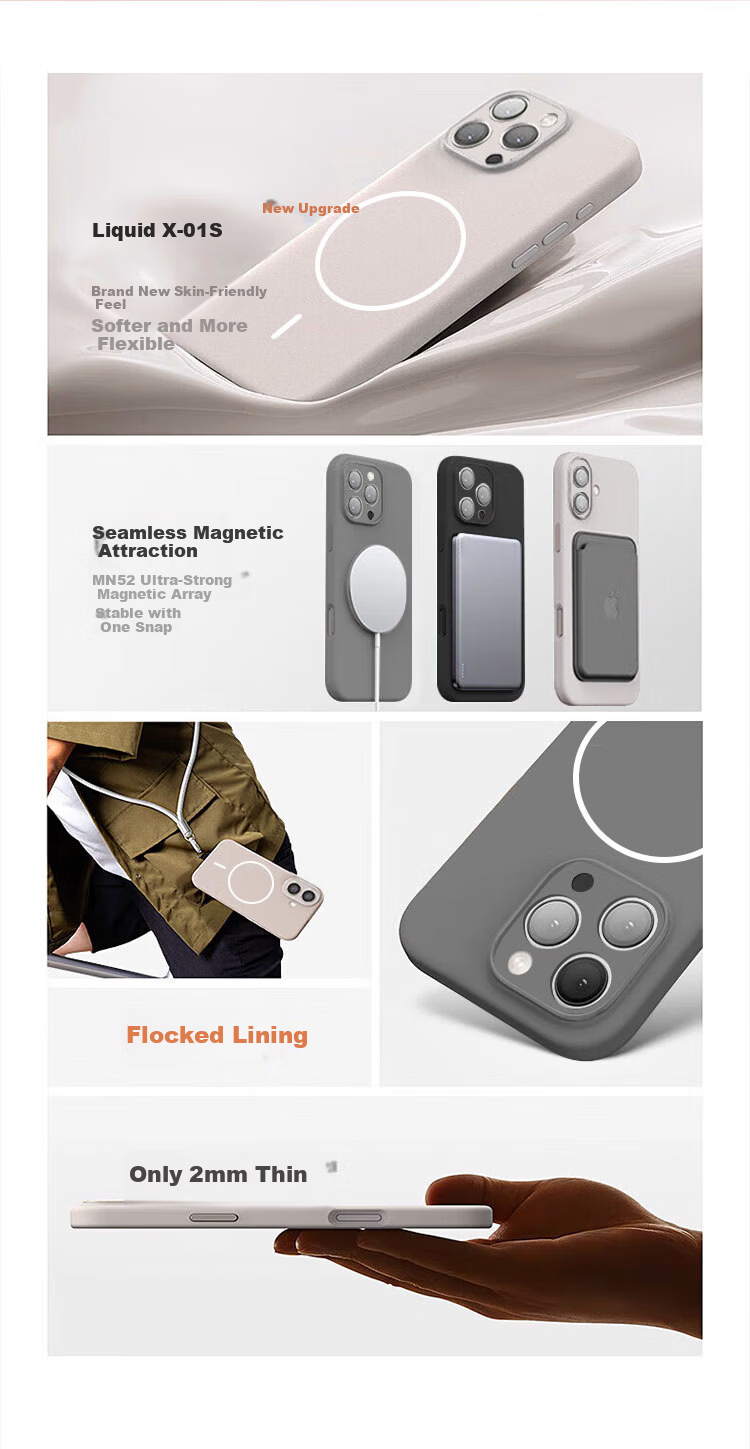 Cocolily Compatible with iPhone 17 Case, Full-Coverage Ultra-Thin Skin-Feel Liquid Silicone Magsafe Magnetic Charging Shockproof Simple Unisex, Graphite Black 7