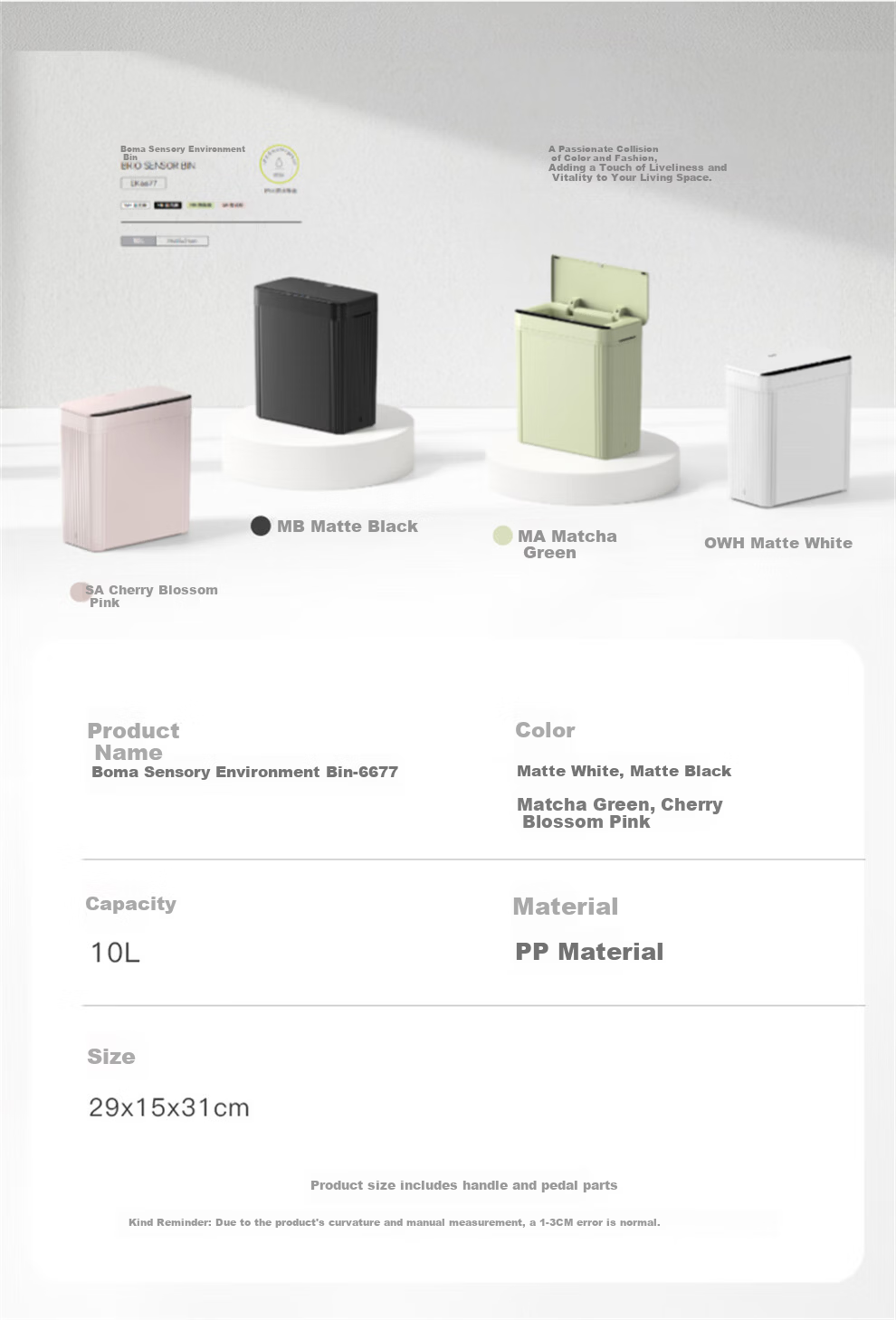 EKO Smart Sensor Trash Can 10L Matte White with Lid Stainless Steel Recommended by Zhang Ruoyun 9677 14