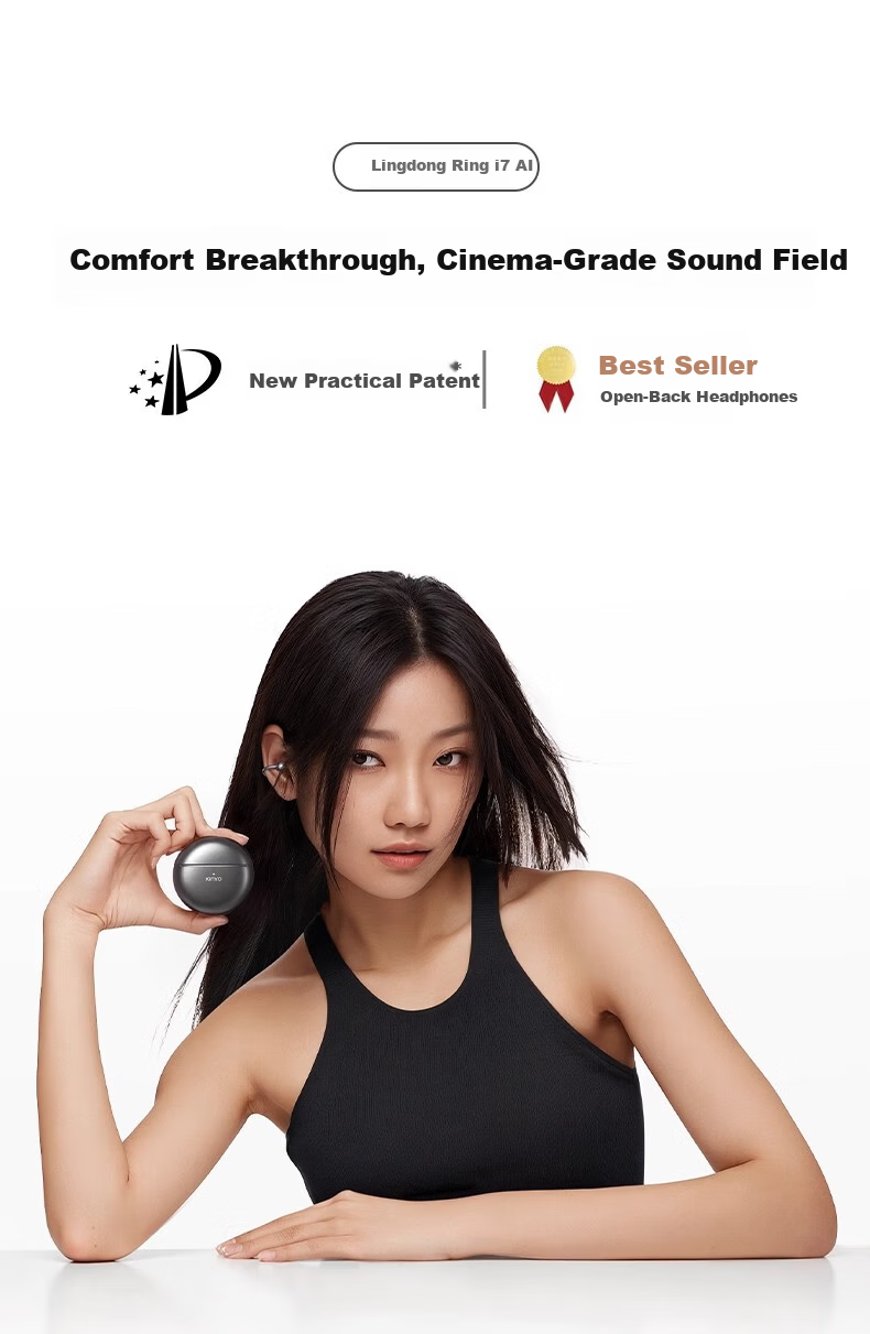 KINYO Bluetooth Earphones 2025 New Bone Conduction Clip-On AI Translation Wireless Sports Running i7 16