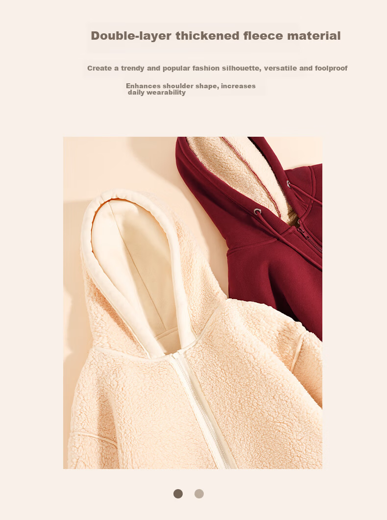 Baleno Korean Style Hooded Sherpa Fleece Jacket Women Autumn Winter 2025 Thickened Warm Cardigan Sweatshirt Cotton Coat 3