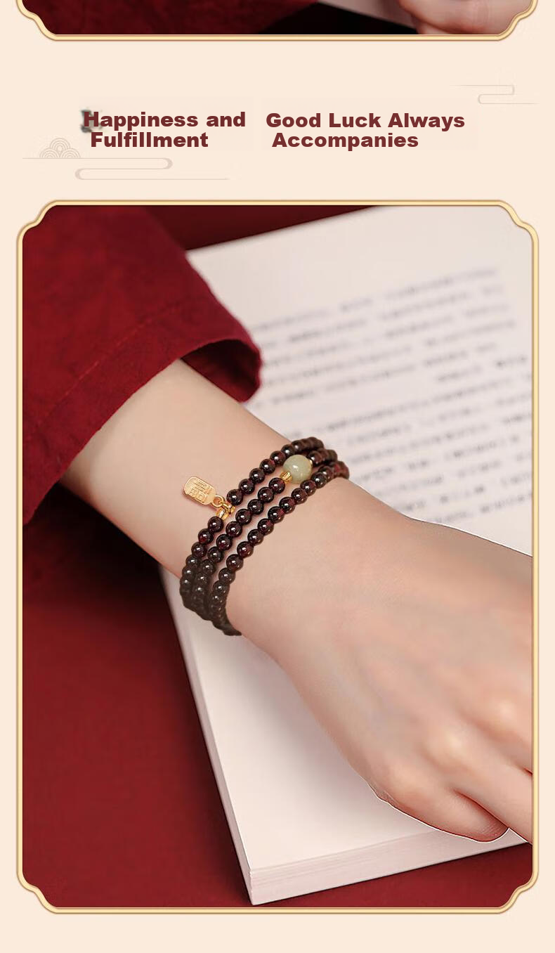 Zhenshangyin Chinese Gold Garnet Silver Bracelet And Hetian Jade Bracelet Birthday Gift for Girlfriend, Wife, Or Mother S925 6