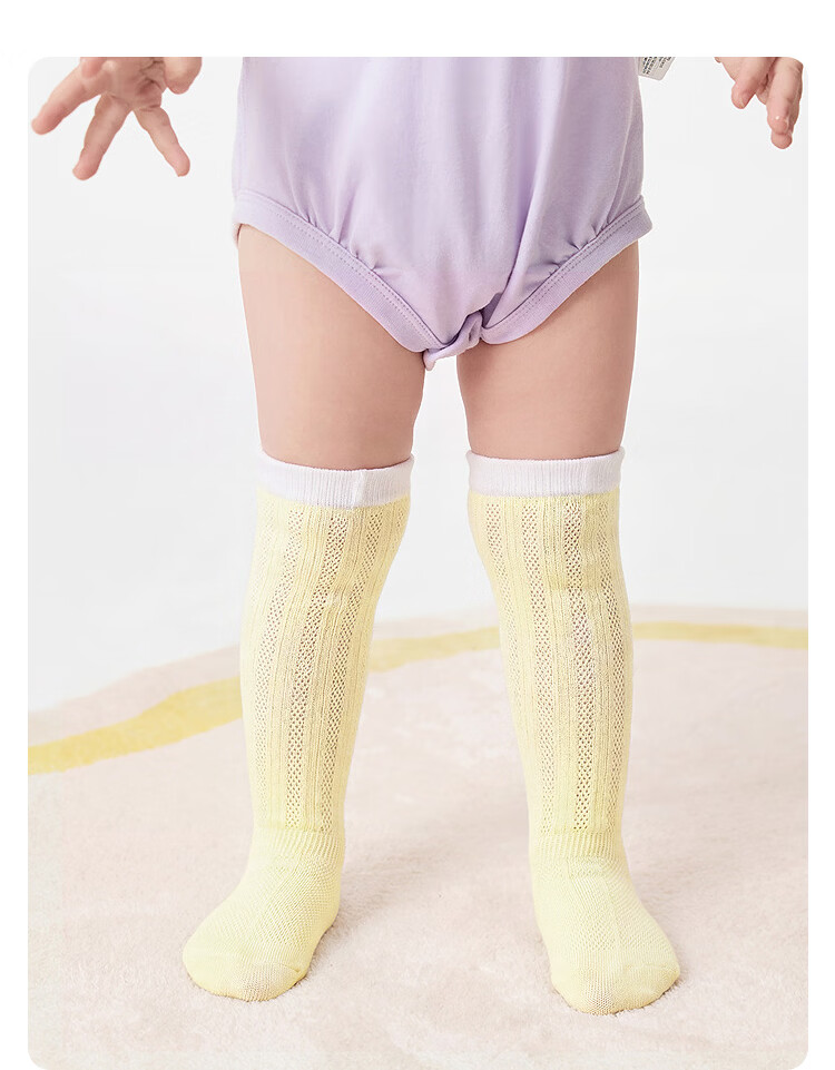 Balabala Baby Socks Summer Mesh Breathable Thin Infant Long Socks Anti-Mosquito Comfortable 3 Pairs Pack 19