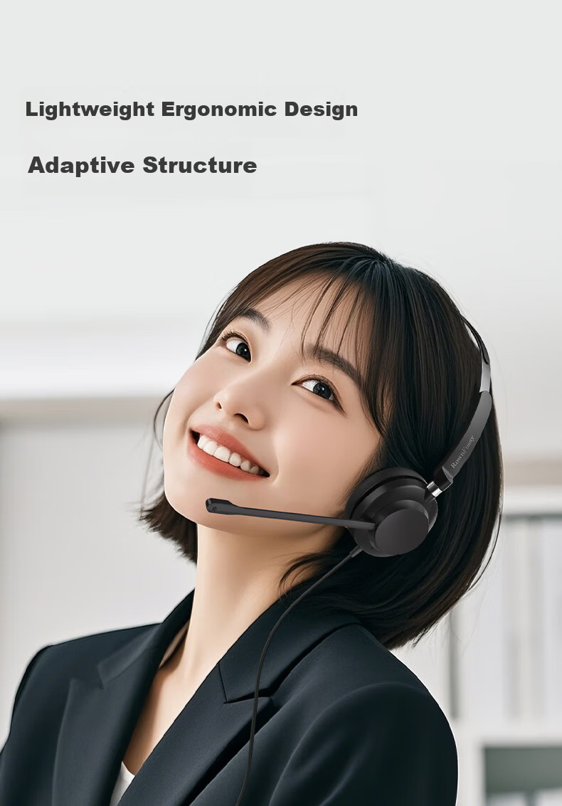 RownFusny EH16 Over-Ear Noise Cancelling Call Center Headset Single Ear Training Conference Headset QD Interface (Without Cable) 2
